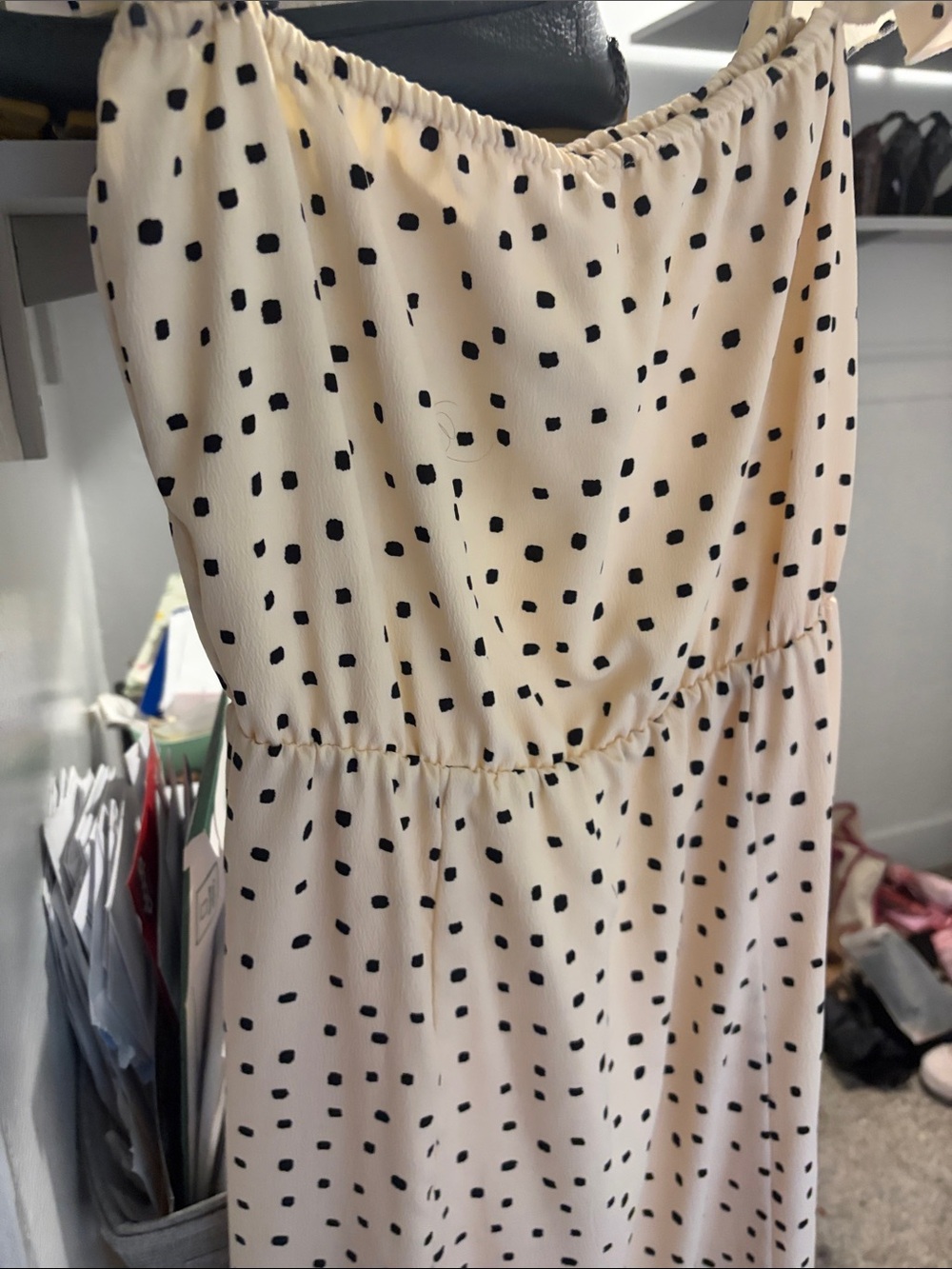 Amuse Society Cream Midi Dress with Black Dot Print